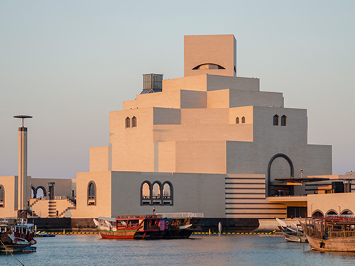 National Museum of Qatar in Doha, designed by architect Jean Nouvel, inspired by desert rose crystals.